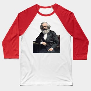 Karl Marx Colorized Portrait - Marxist, Socialist, Philosopher, Historical Baseball T-Shirt